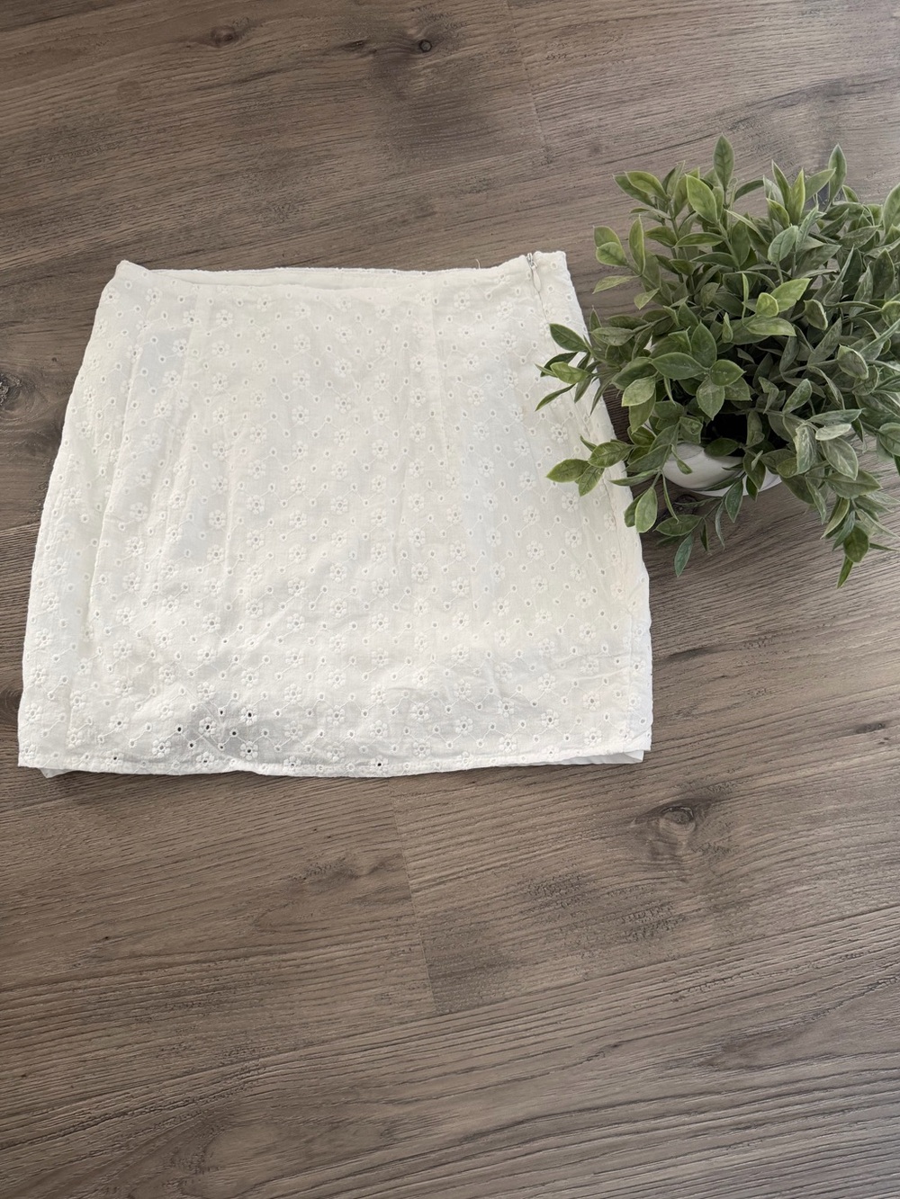 White Eyelet Mini Skirt